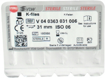 K-files 63/ 06 31mm sterile 6 buc.