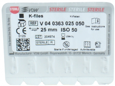 K-files 63/ 50 25mm sterile 6 buc.