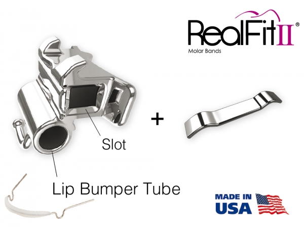 RealFit™ II Snap Arcada inf., tubusoare duble+tub Lip Bumper (Dinte 36) Roth .018"